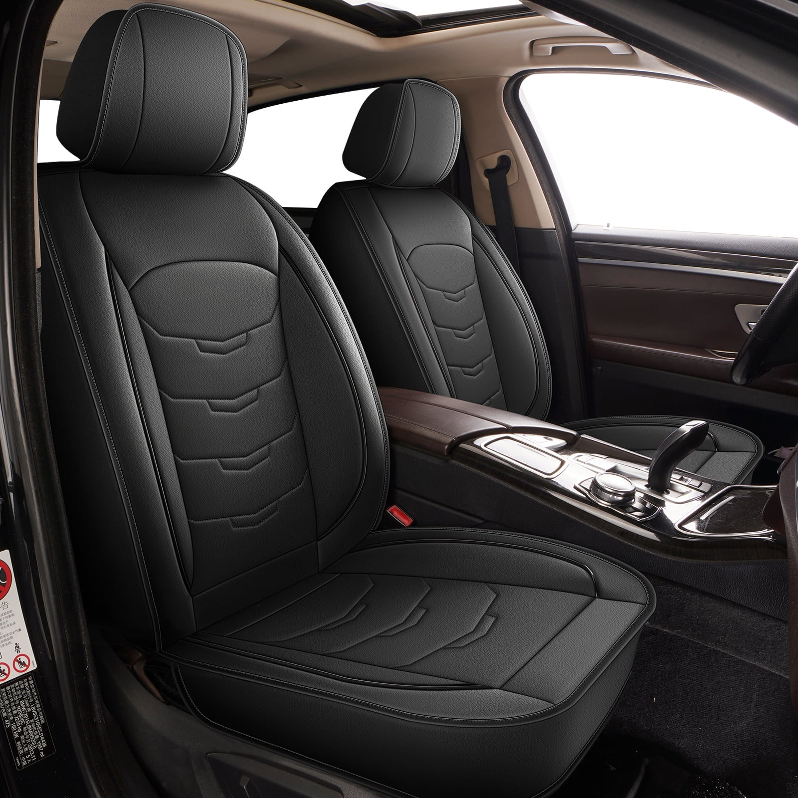 LAONNVIR Car Seat Cover Fit for Honda CR-V 2007-2024 2025: Front Set Waterproof Leather Vehicle Seat Cushion Luxury Automotive Protector,Black Front Set(2 Seats)