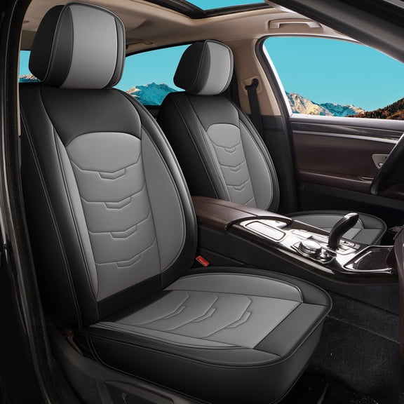 LAONNVIR Car Seat Cover Fit for Toyota RAV4 2013-2024 2025 Front Set Leather Seat Cushion Airbag Compatible Automative Seat Cover Protector,Grey Front Set(2 Seats)