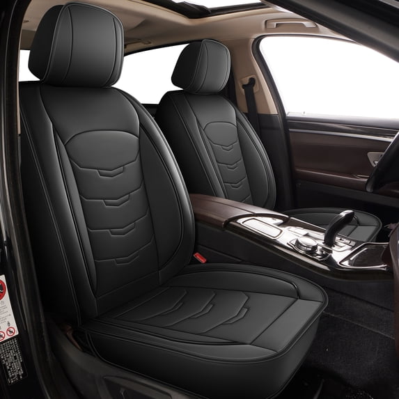 LAONNVIR 2 Front Seat Car Seat Covers Fit for Chevy Colorado 2015-2024 2025 Auto Interior Accessories,Waterproof Faux Leather Vehical Car Seat Cushions Cover,Black 2PCS Front