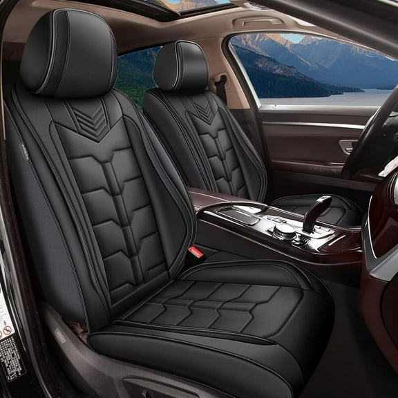 LAONNVIR 2 Front Seat Car Seat Covers Fit for Nissan Murano 2011-2025 Auto Interior Accessories,Waterproof Faux Leather Vehical Car Seat Cushions Cover(Black,Front Seat)