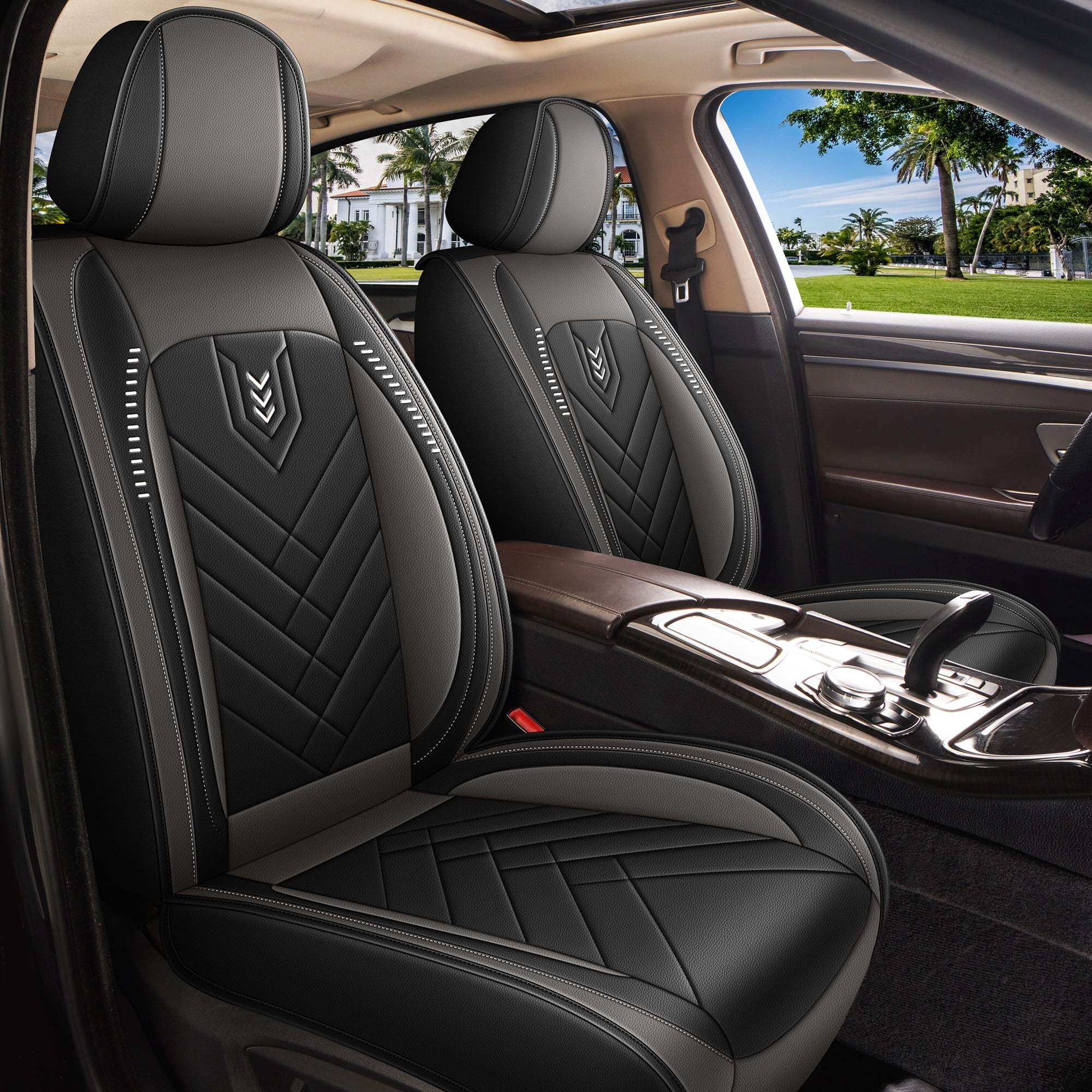 LAONNVIR 2 Front Seat Covers Fit for Jeep Renegade 2015-2025 Leather Seat Covers Breathable Waterproof Vehicle Seat Cushion Grey,2 Front Seat