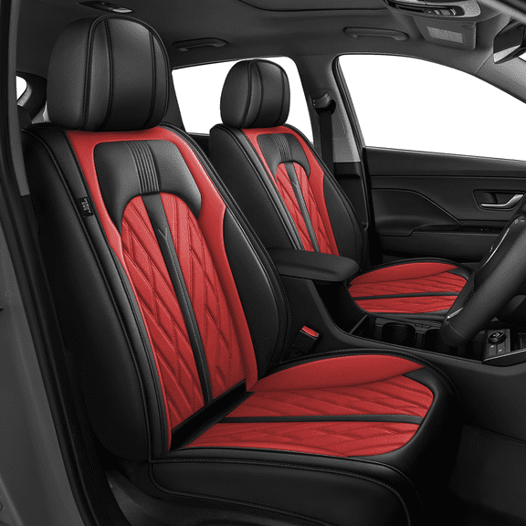 HQBQBUG Car Seat Covers Fit for Toyota Camry 2012-2024 2025 Full Set Leather Seat Cushion Airbag Compatible Automotive Seat Cover Protector,Black&Red FullSet(5Seat)