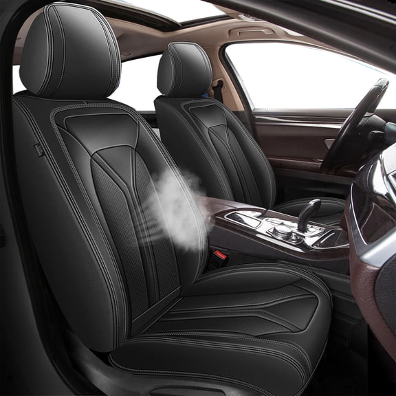 LAONNVIR Car Seat Covers,Premium Leather Front and Rear Split Bench Cover,Car Seat Protector,Breathable Auto Accessories Universal Fit for Most Cars,SUVs and Trucks(black,FullSet)