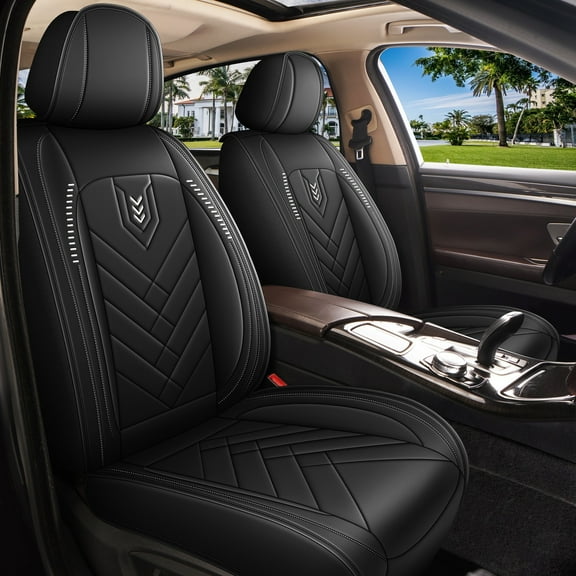 LAONNVIR Car Front Seat Cover Fit for Kia Niro 2017-2025 Waterproof Leather Automotive Seat Cushion Protector Interior Accessories Black,2PCS Front