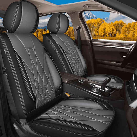 HQBQBUG Car Seat Covers Fit for Nissan Maxima 2011-2025:Front Set Waterproof Leather Seat Cushion Protector,Luxury Auto Interior Accessories Gray,Front Seat