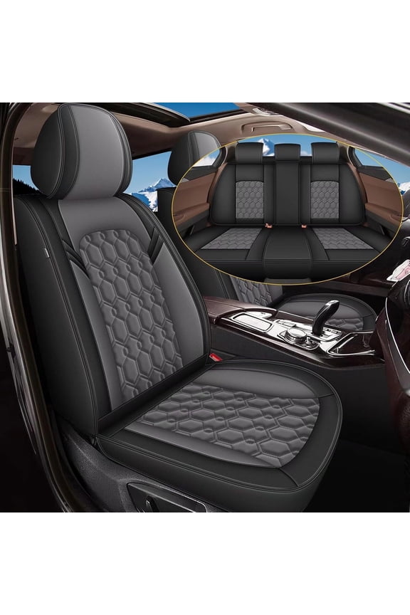 Car Seat Covers Fit for Chevrolet Chevy Tahoe 1997-2025,Waterproof Premium Leather Car Protector,Auto Seat Interior Accessories Gray,Front Set