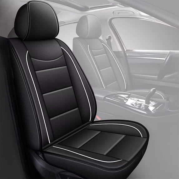 LAONNVIR Car Seat Covers Fit for Ford Bronco Sport 2021-2025 Full Set Leather Seat Cushion Airbag Compatible Automotive Seat Cover Protector(Black,5 Seats)