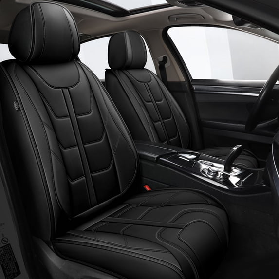 LAONNVIR Car Seat Covers Front Seats,Comfort Classic Leather Car Seat Covers, Non-Slip Breathable Seat Covers Fit for Hyundai Sonata 2007-2025(Black,Front Pair)