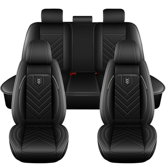 LAONNVIR Car Seat Covers Full Set Fit for Honda CR-V 2007-2024 2025 Black Seat Covers with Lumbar Support Leather Waterproof Car Seat Protectors Black,5 Seats