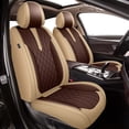 thumbnail image 1 of LAONNVIR Car Seat Covers Full Set Fit for Subaru XV Crosstrek 2013-2025 5 Seat Interior Accessories,Waterproof Leather Car Seat Cushions Protector Beige&Brown,Full Set (5seats), 1 of 8