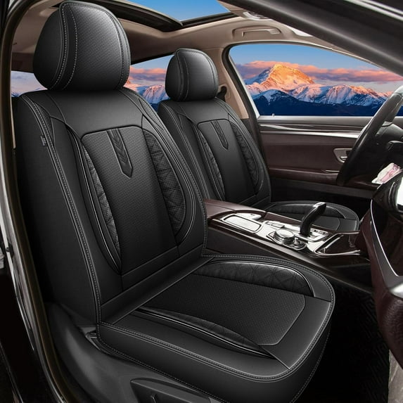 LAONNVIR Car Seat Covers Full Set Fit for Jeep Cherokee 2014-2025 Waterproof Leather Automotive Seat Cushion Protector Black,Full Set