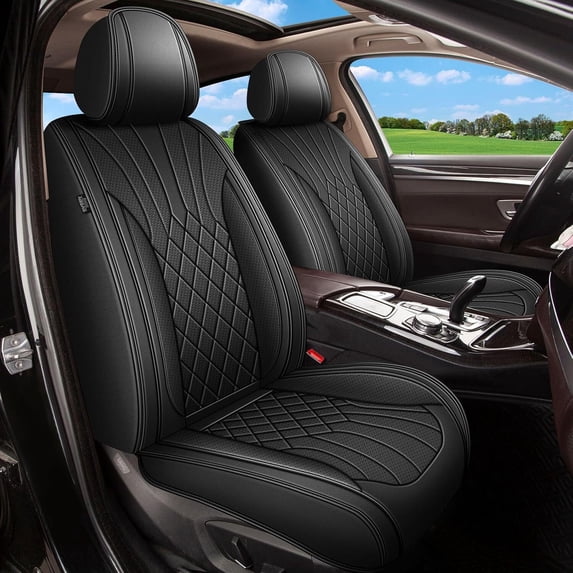 LAONNVIR Car Seat Covers for Buick Regal 2011-2017 Breathable Leather Seat Protector with Lumbar Support Compatible Airbag Black,Front Set(2 Seats)