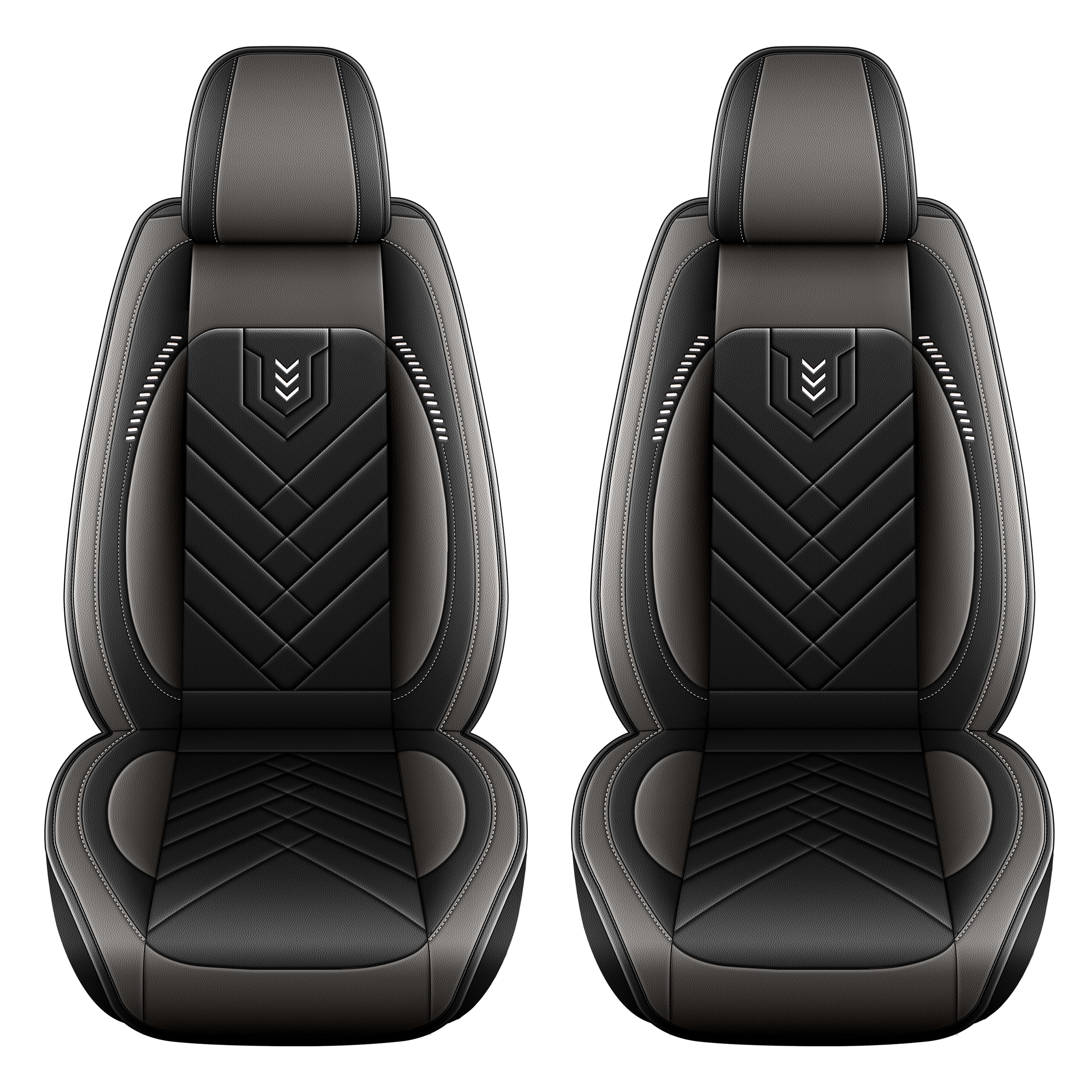 Muchkey Car Seat Covers Front Pair For Subaru BRZ 2003-2025 - Black Coffee Waterproof Seat Protectors, Leather Style, Airbag Compatible