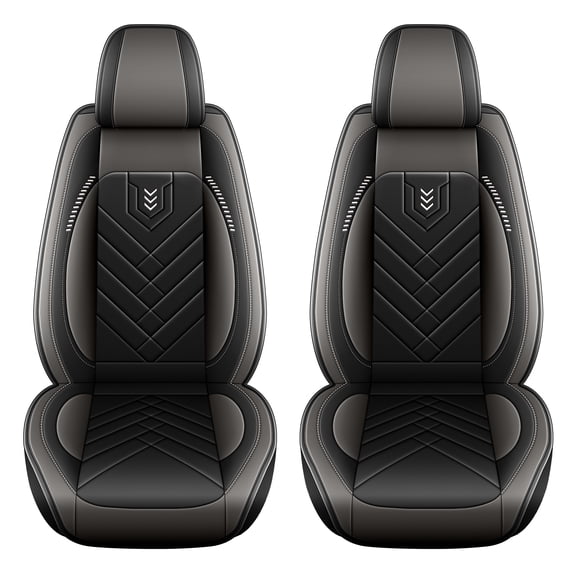 LAONNVIR Front Seat Covers Custom Fit for Subaru Crosstrek 2016-2025 Luxury Leather Car Seat Covers Waterproof Seat Protector Compatible Airbag Grey,2PCS Front