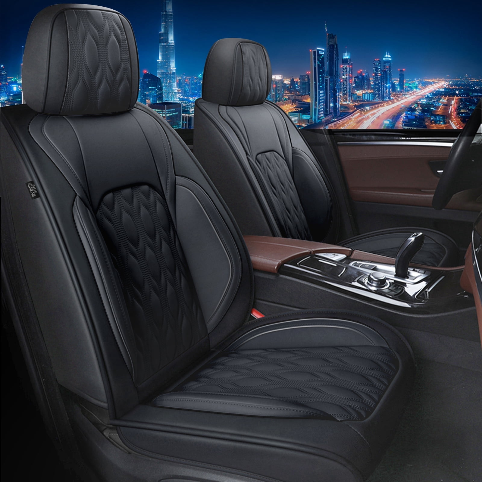 LAONNVIR Full Set Car Seat Covers,Luxury Leather Car Seat Protectors,Automotive Interior Cushions Custom Fit for Honda CRV 2007-2025,Black
