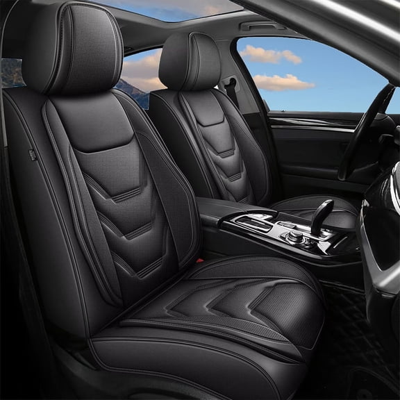 LAONNVIR Leather Seat Covers Full Set,5 Seats Covers for Cars,Breathable Luxury Leatherette Cushions,Front and Rear Seat Protectors Fit for Toyota RAV4 2013-2018(Black,Full Set)