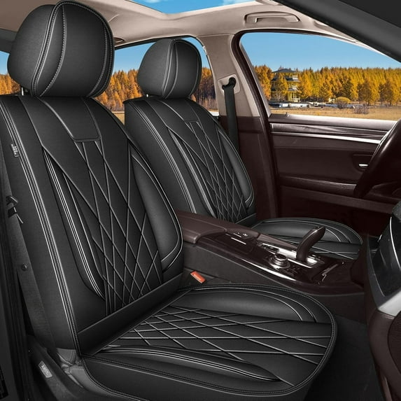 LAONNVIR Seat Covers for Cars Fit for Chevy Traverse 2018-2025 Faux Leather Car Seat Covers Full Set Compatible Airbag Corolla Seat Protector Black,Full Set(5Seat)