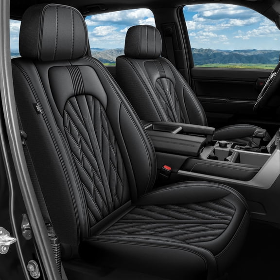 LAONNVIR Seat Covers Custom Fit for 2015-2026 GMC Canyon Chevrolet Colorado Crew Cab Z71 LT ZR2 Breathable Leather Truck Car Seat Covers Full Set Front Seat - Compatible with Airbag