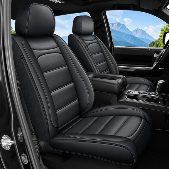 LAONNVIR Seat Covers Fit for 2014-2021 Toyota Tundra 5 Seats Crewmax Double Cab Leather Truck Pickup Full Set Seat Covers