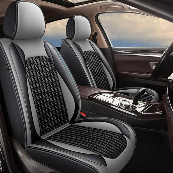 LAONNVIR Seat Covers Full Set Fit for Jeep Cherokee 2014-2025 Breathable Waterproof Car Seat Covers 5 Seats Leather Front and Rear Seat Covers Grey,Full Set(5 Seat)