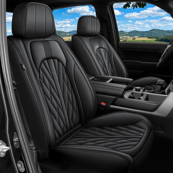 LAONNVIR Seat Covers Full Set Fit for Toyota Tacoma 2005-2023 Truck Car Seat Covers Double Crew Cab Faux Leather Pickup Automotive Seat Cushion Protectors