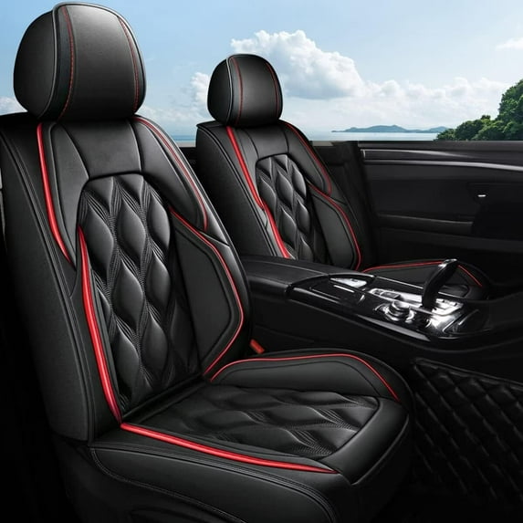 LAONNVIR Seat Covers Full Set Fit for Subaru Ascent 2019-2024:5 Seats Full Set Breathable Leather Automotive Seat Protectors Black,Full Set(5 Seat)