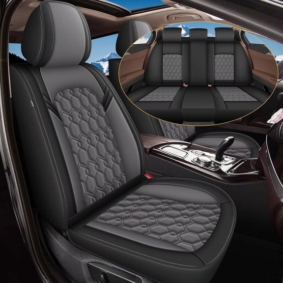 HQBQBUG Car Seat Covers Fit for Volkswagen/VW Golf 2006-2021:Waterproof Leather Seat Cushion Airbags Compatible Premuim Auto Accessories Gray,Front Set
