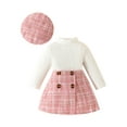 thumbnail image 1 of LAPAKIDS Baby Girls Clothes 6-9 Months Infant Girl Fall Winter Warm Outfits Long Sleeve Tops + Plaid Skirt + Hat 3Pcs Set, 1 of 7