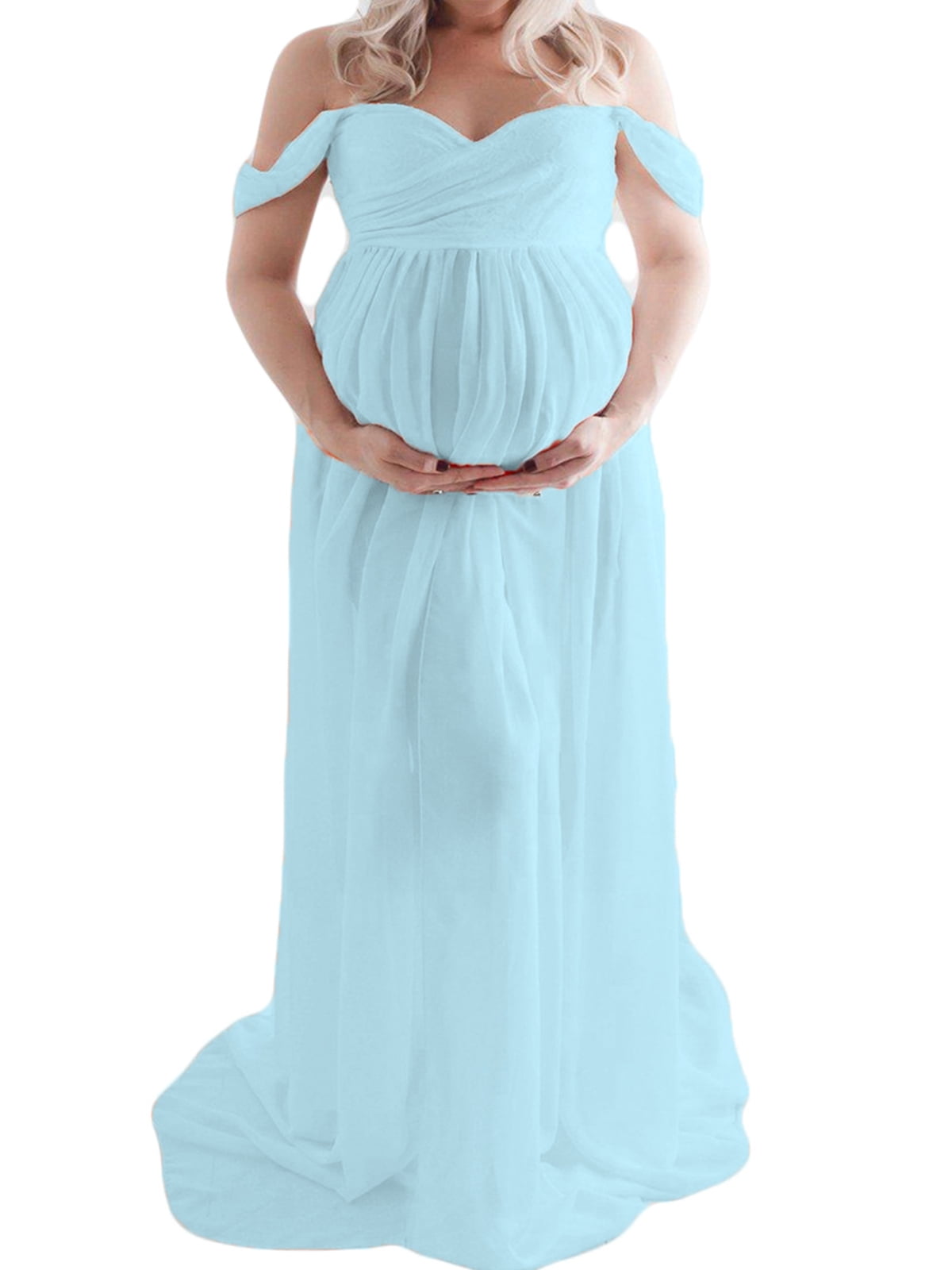 LAPA Maternity V Neck Off The Shoulder Open Split Gown Maxi Photography ...