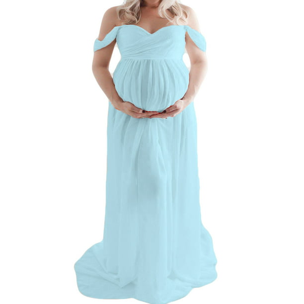 LAPA Maternity V Neck Off The Shoulder Open Split Gown Maxi Photography ...