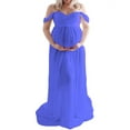 thumbnail image 1 of LAPA Maternity V Neck Off The Shoulder Open Split Gown Maxi Photography Dress, 1 of 4