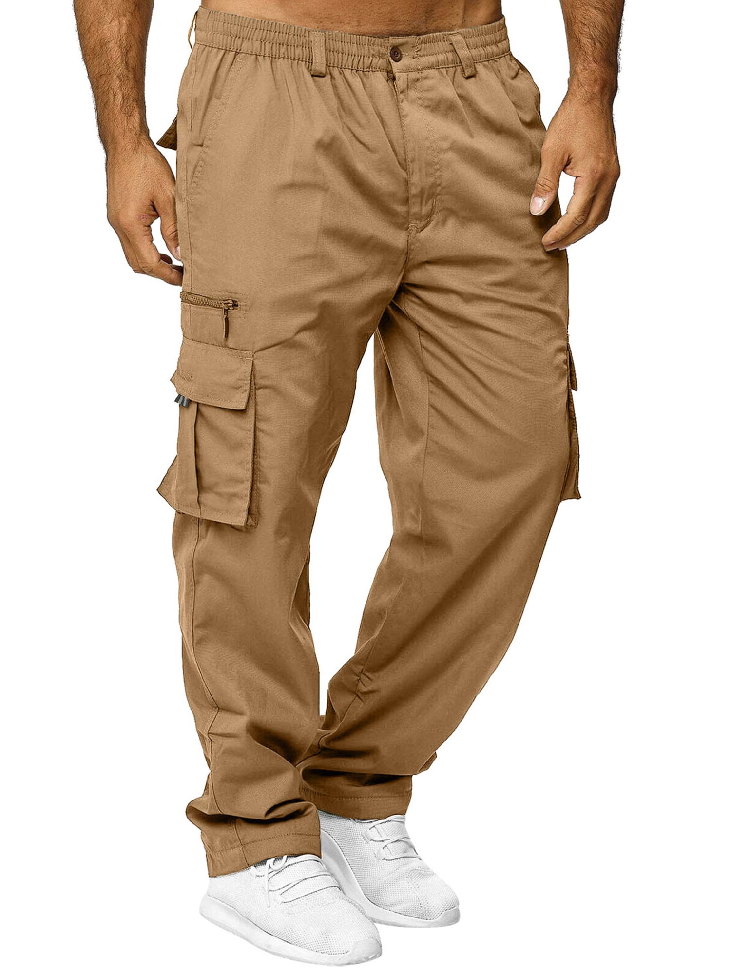 Men Elasticated Waist Cargo Trousers Combat Work Pants Casual Sport Gym  Pocket | Fruugo BH