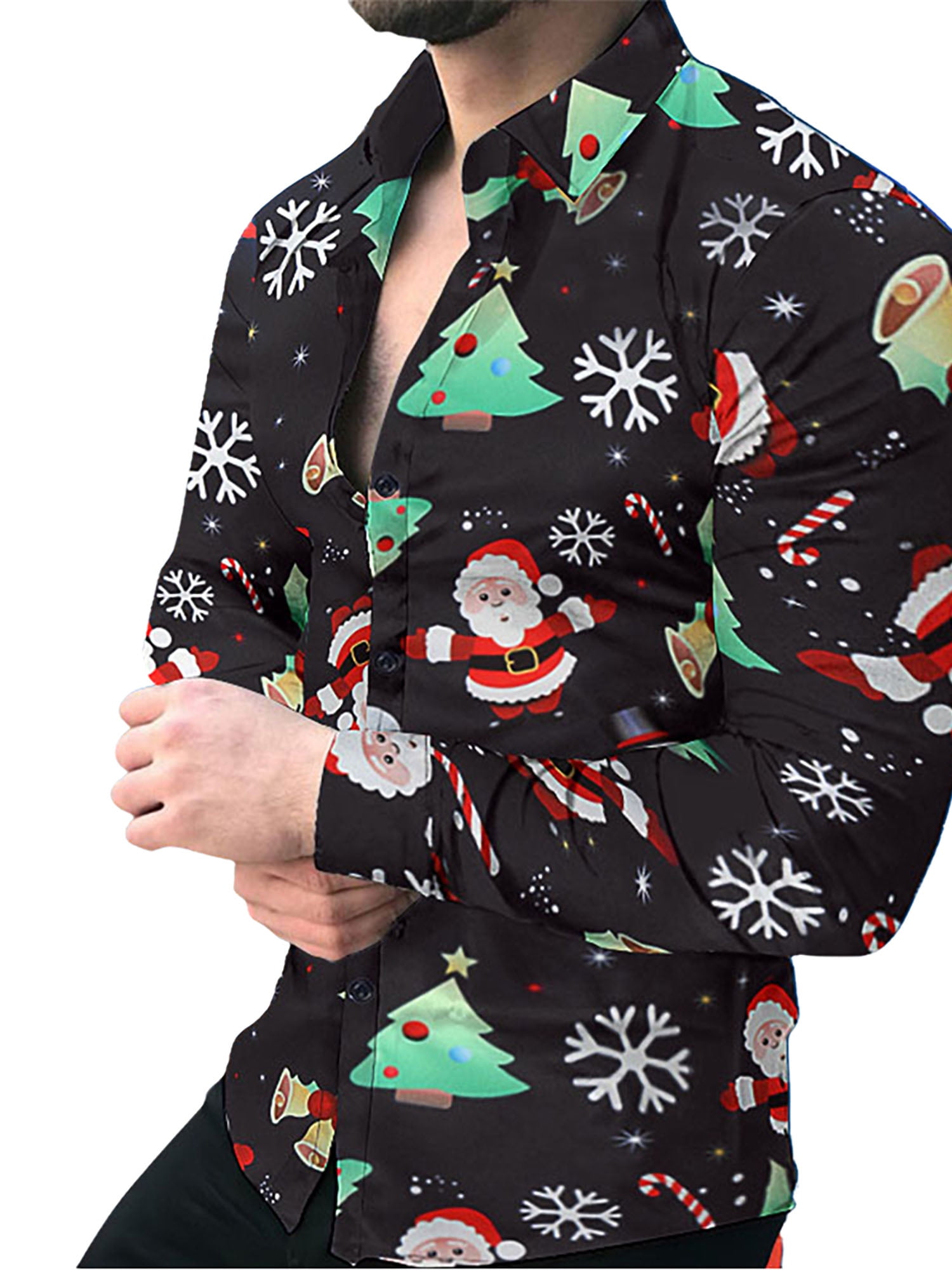 LAPA Mens Long Sleeve Button Down Christmas Shirts Tops