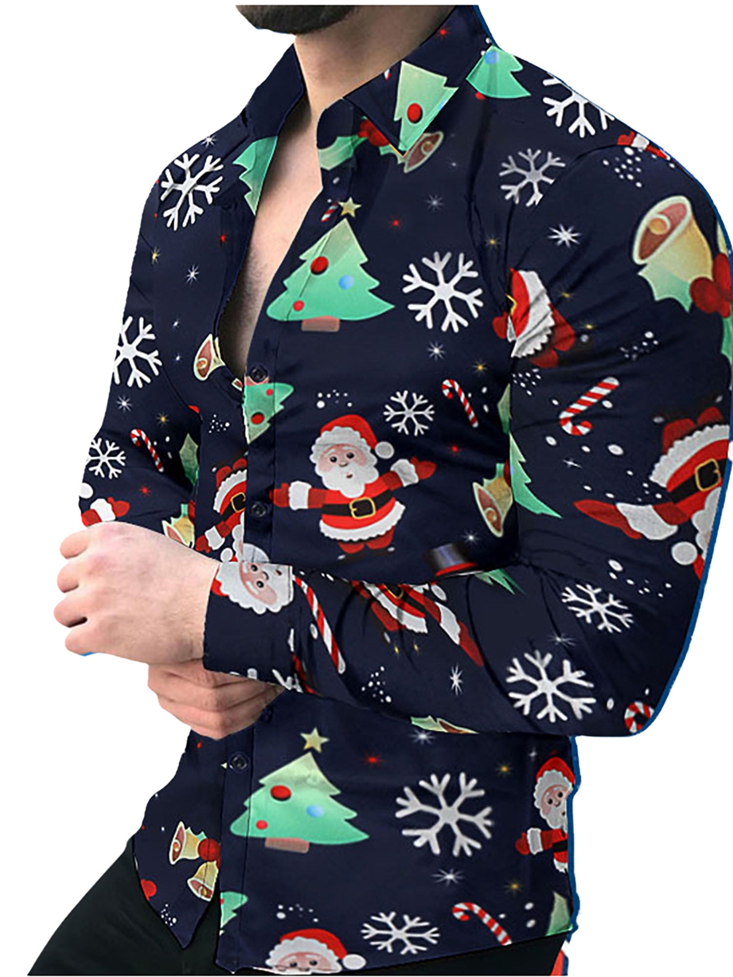 LAPA Mens Long Sleeve Button Down Christmas Shirts Tops