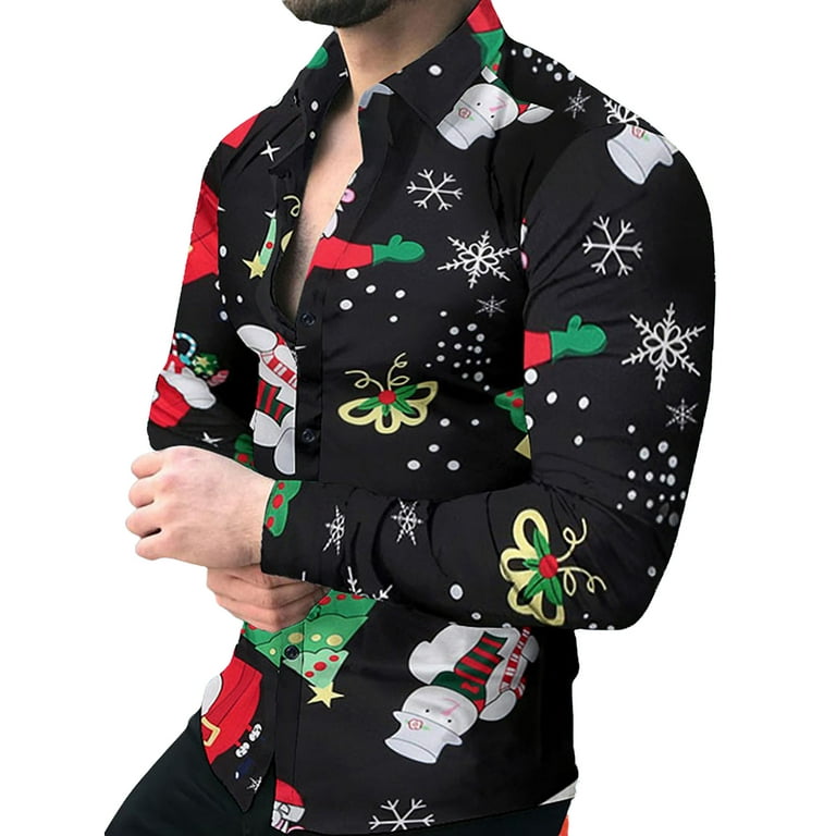 Mens long hotsell sleeve christmas shirts