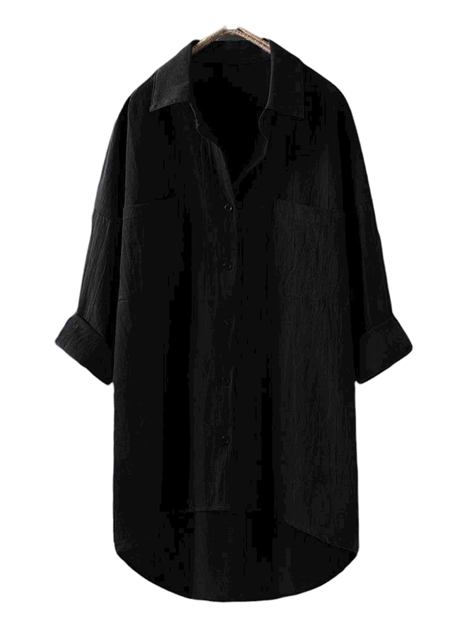 LAPA Women Cotton Linen Button Down Shirt Long Sleeve Pockets Tops