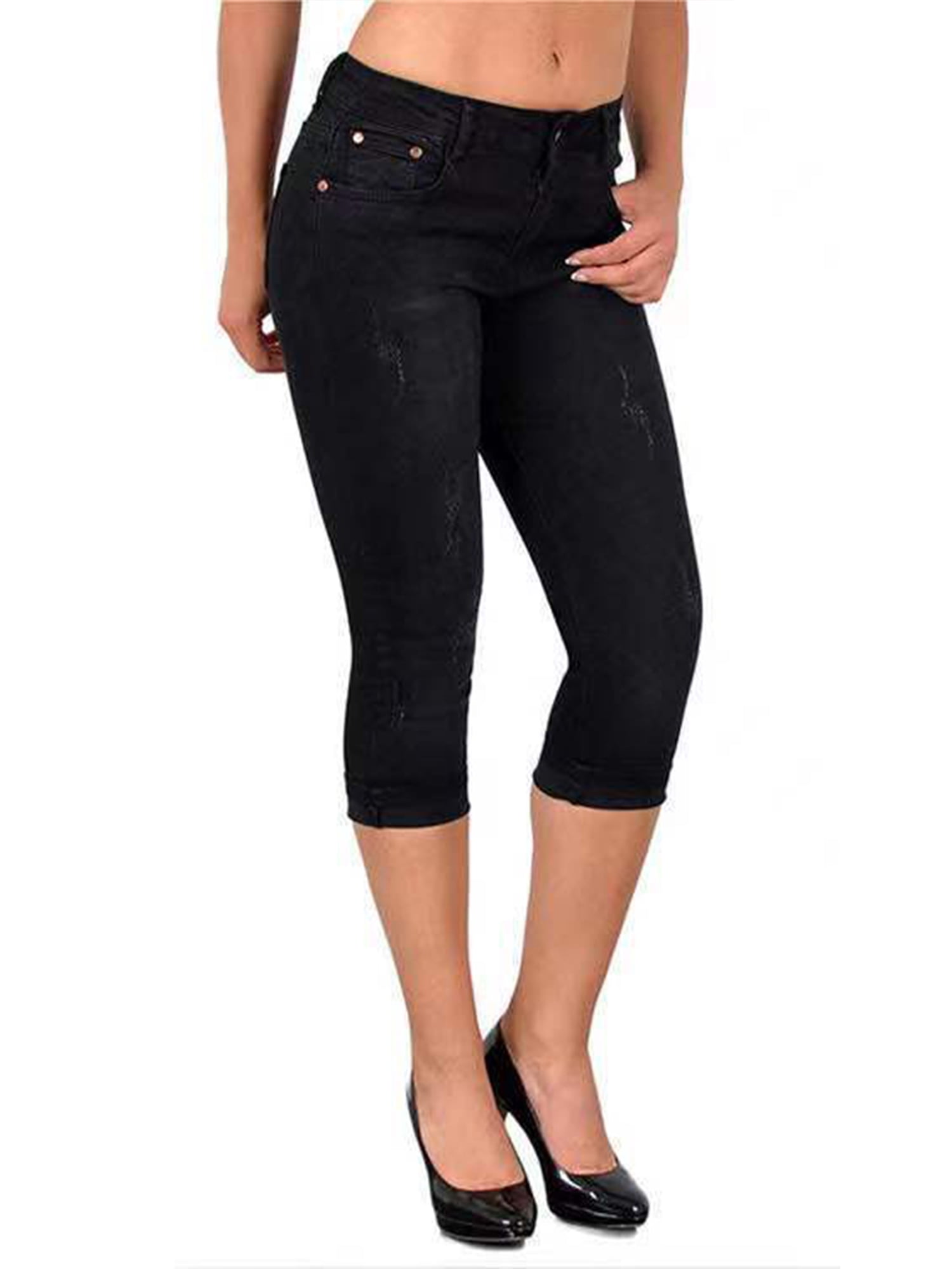 LAPA Women Low Rise Skinny Jeans Capri Denim Pants - Walmart.com