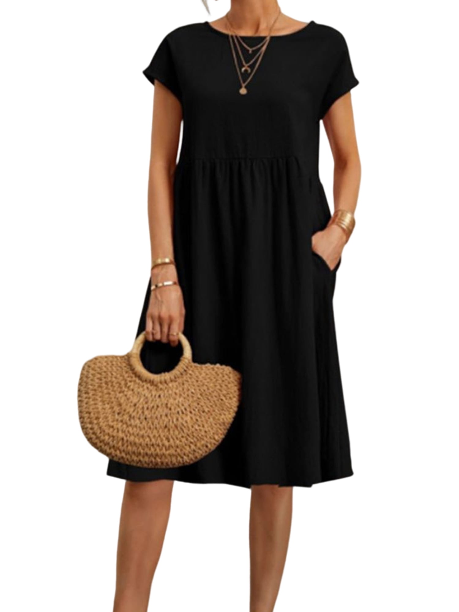 Beach Vacation Clothes For Women Women's 2025 Summer Sleeveless Dress - Lightweight Swing Dress With Pockets (40 Prints) Elescat Summer Dresses For Women