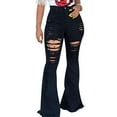thumbnail image 1 of KVMeteor Women's Bootcut Flare Jeans Bell Bottoms Ripped Denim Pants, 1 of 3