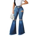 thumbnail image 1 of KVMeteor Women's Bootcut Flare Jeans Bell Bottoms Ripped Denim Pants, 1 of 3