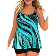 LAPA Women's Plus Size Tankini Swimsuits 2 Piece Flowy Bathing Suit Swimwear
