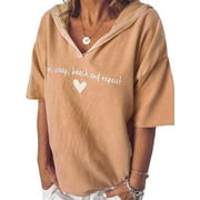 LAPA Women's Short Sleeve Hooded Sweatshirt Summer Tops Pullover T-shirt