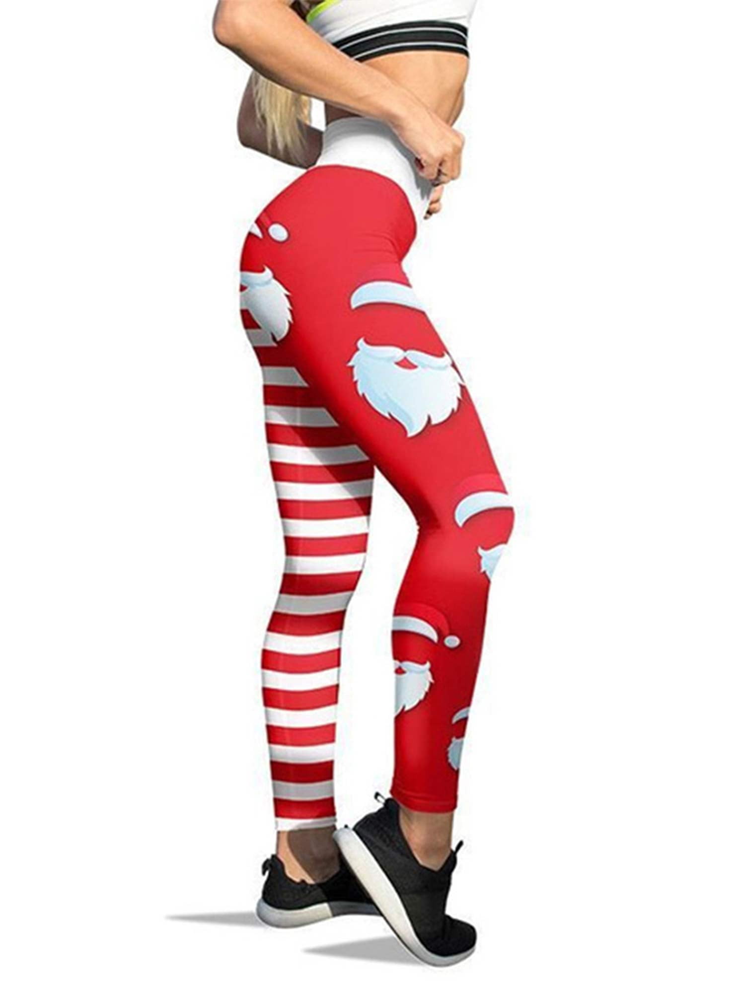 LAPA Womens Christmas Workout Strench Leggings Holiday Fun Digital Printed  Skinny Pants 
