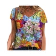thumbnail image 1 of KVMeteor Womens Floral Tops Short Sleeve V Neck T Shirt Tunic Top, 1 of 5