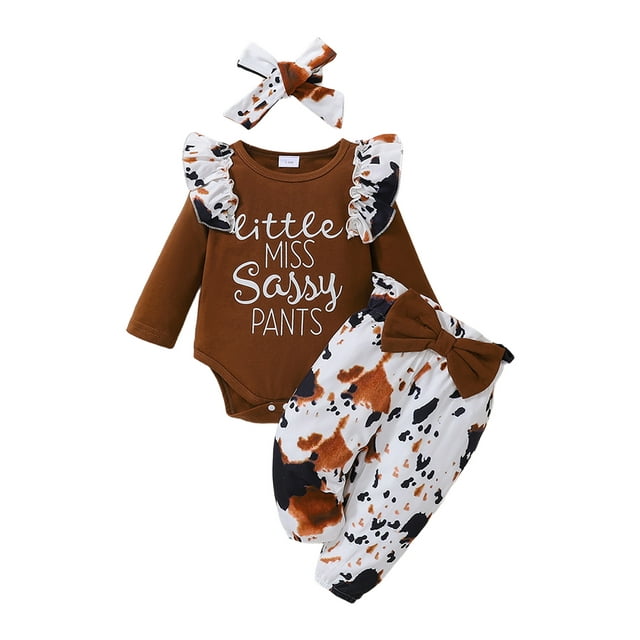LAPAKIDS 12 Months Baby Girl Clothes 18 Months Girl Outfits Ruffle Sleeve Bodysuit + Cow Print