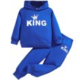 thumbnail image 1 of LAPAKIDS 18Months Baby Boy Clothes 24Months Toddler Boys Casual Outfit Letter Print Hooded Tops Sweatshirt Pants 2Pcs Sets, 1 of 7