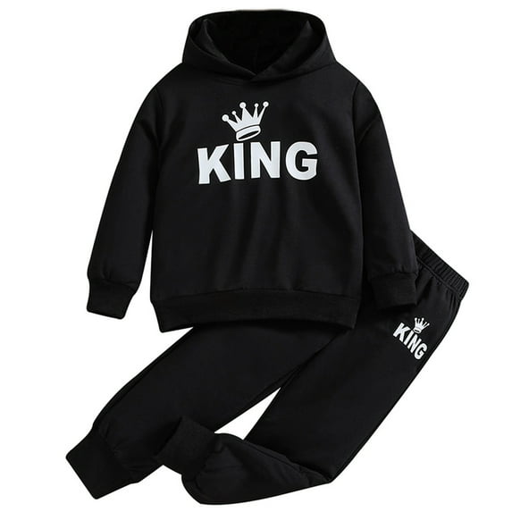 LAPAKIDS 2T Baby Boy Clothes 3T Toddler Boys Casual Outfit Letter Print Hooded Tops Sweatshirt Pants 2Pcs Sets