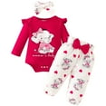 thumbnail image 1 of LAPAKIDS Newborn Infant Baby Girl Clothes Outfits 0-3 Months Cute Elephant Long Sleeve Romper Top Pants Headband 3Pcs Set, 1 of 7