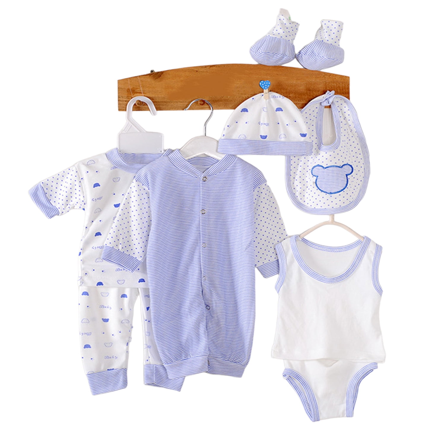 LAPAKIDS 8PCS Newborn Baby Boy Clothes Baby Outfits Shower Gift Set 0-3 Months