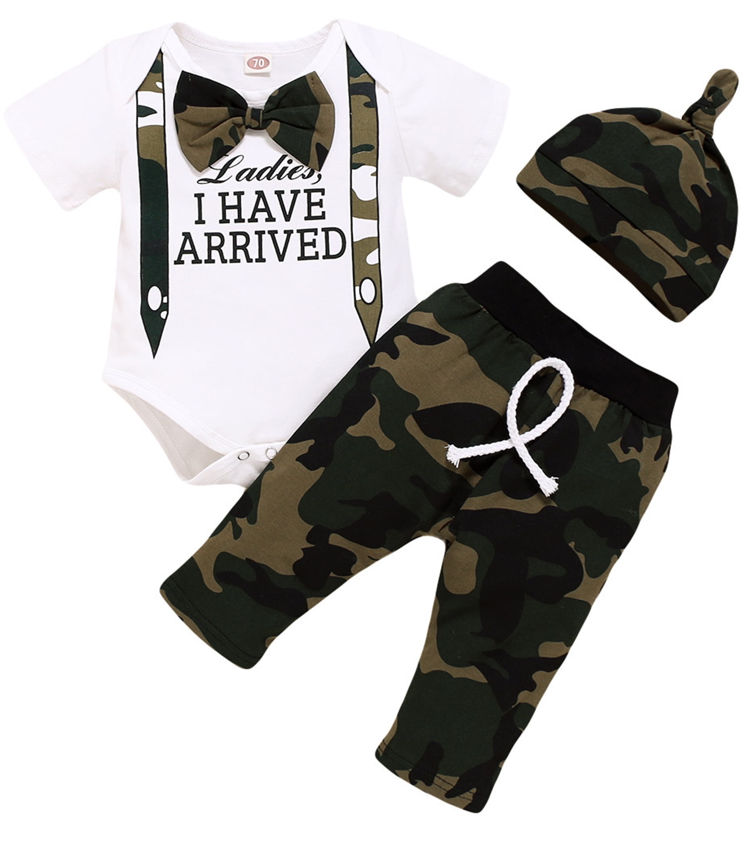 LAPAKIDS Baby Boy Infant Newborn Romper Tops Pants Hat Clothes Set